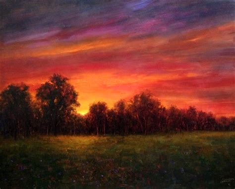 Sunset i, watercolour painting by sharon lynn williams. Sunset Oil Painting - Greg Cartmell
