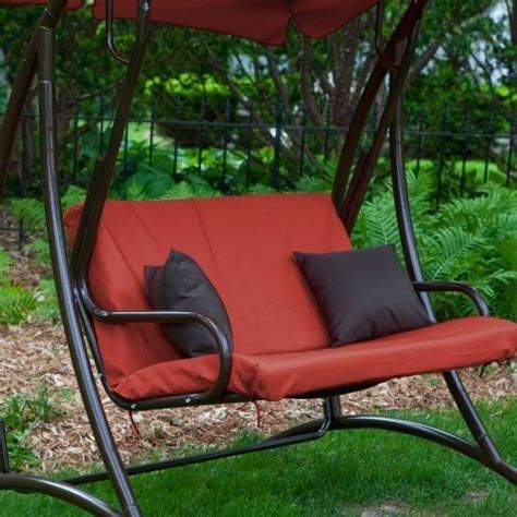 2 Seat Outdoor Porch Swing With Canopy In Terracotta Red Porch Swing