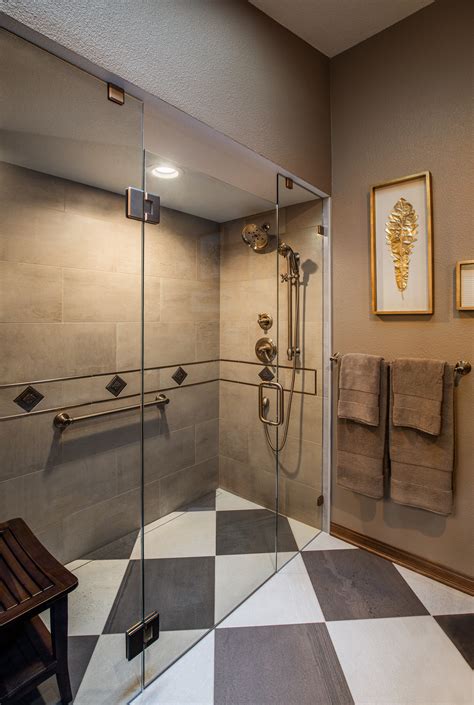 49 Walk In Shower No Door Floor Plan White Master Bath Remodel With