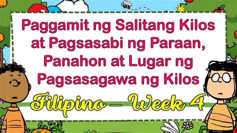 Pandiwa O Salitang Kilos Week 4 Melc Based Filipino Youtube