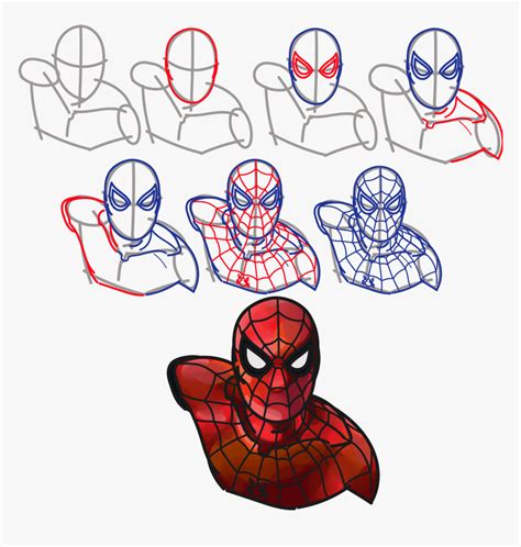 1 step by step drawing tutorials how to draw cute animals. Full Size Of How To Draw A 3d Spiderman Step By Mask - Chibi Spider Man Drawings, HD Png ...