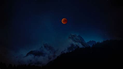Download Wallpaper 2560x1440 Full Moon Red Moon Starry