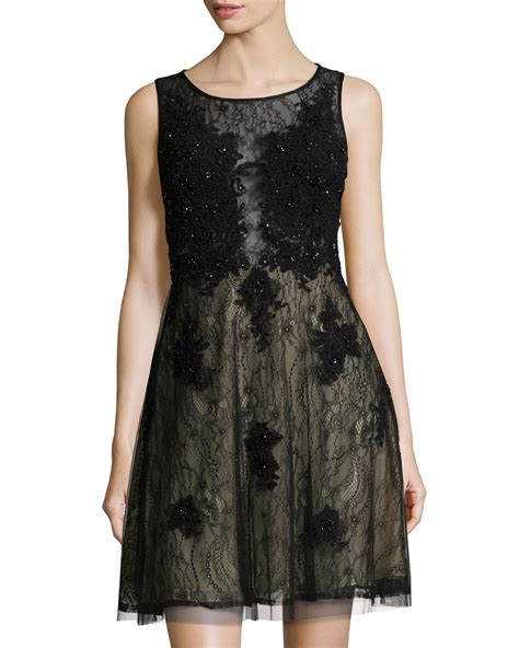Lyst Basix Black Label Sleeveless Beaded Lace Cocktail Dress In Black