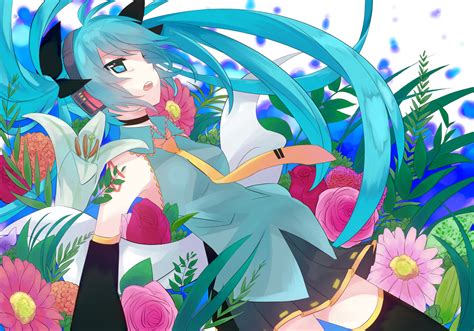 Flowers Hatsune Miku Headphones Mizuki Koko Lost Tie Twintails