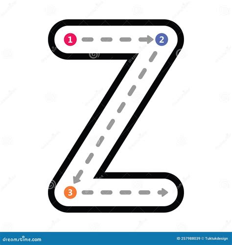 Tracing Alphabet Uppercase Capital Letter Z Prewriting Dotted Line