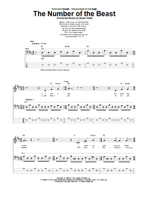 If you are a beginner guitar player you can learn easily how to play the guitar with these very. The Number Of The Beast Sheet Music | Iron Maiden | Bass Guitar Tab