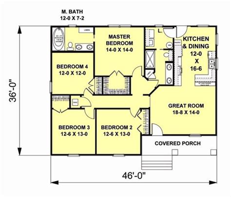 Craftsman Style House Plan 4 Beds 2 Baths 1541 Sqft Plan 44 180