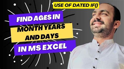 Calculate Age In Excel From Date Of Birth In Years Months And Days
