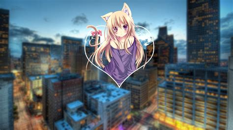 Wallpaper Neko Ears Anime Girls City Landscape Blond