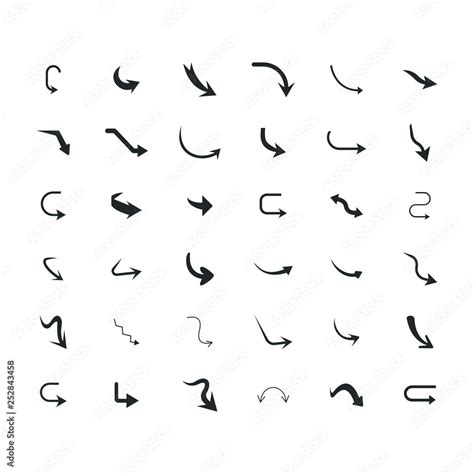 Vector Illustration Of Curved Arrow Icons Curved Arrow Icons Set