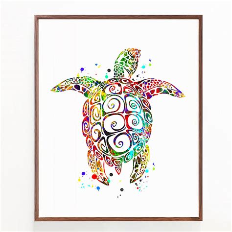 Buy Watercolor Sea Turtle Art Print Marine Life Wall Art Inspiration