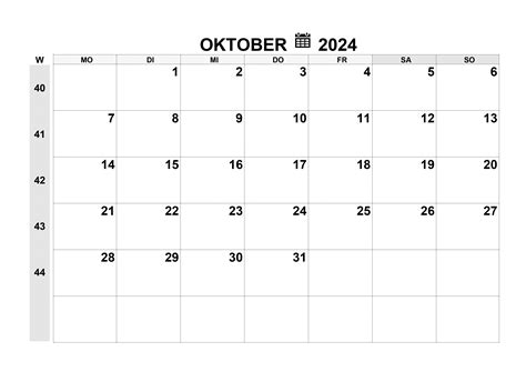 Kalender Oktober 2024 Kalendersu