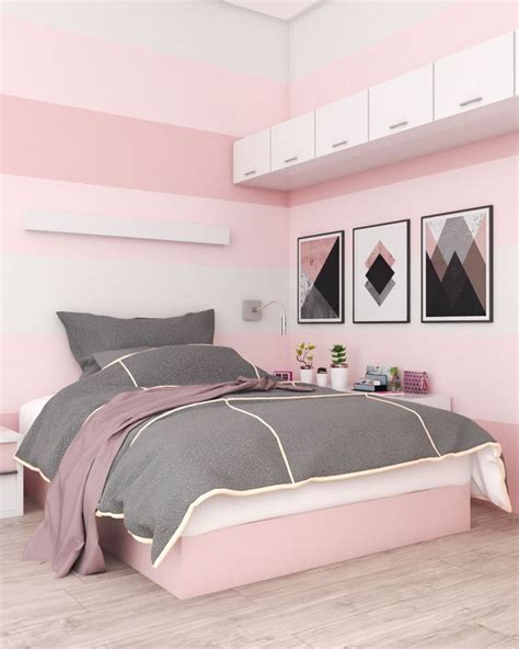 Horizontal wood planking visually tricks the eye in this bedroom, making the room appear wider than it is. Pink Horizontal Wall Paint Ideas | Striped walls ...