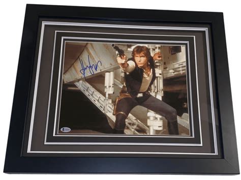 Harrison Ford Han Solo Signed 11x14 Framed Photo Star Wars Autograph