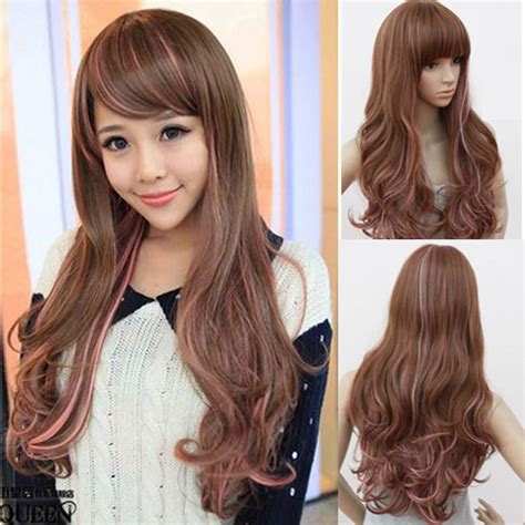 Women Girls Long Wavy Curly Hair Cosplay Party Anime Full
