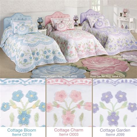 Cottage Charm Floral Chenille Oversized Bedspread Shabby Chic Room