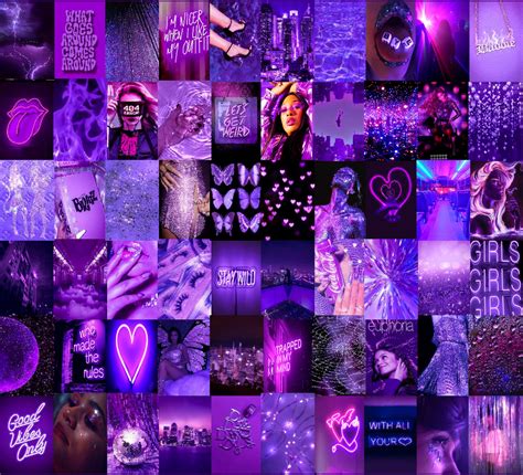60pc Purple Vsco Aesthetic Wall Collage Kit Same Etsy