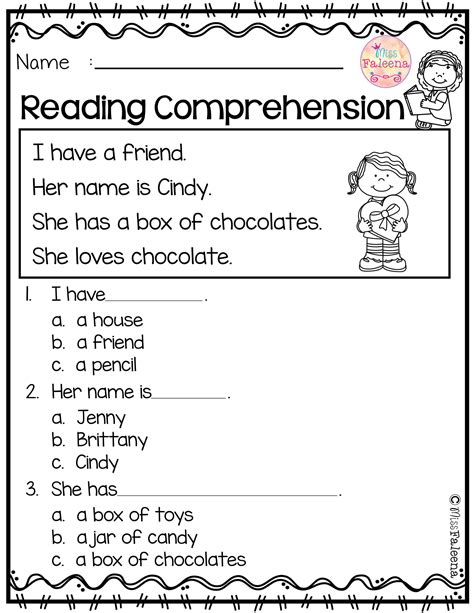 Reading Comprehension Worksheets Kindergarten