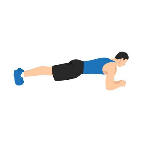 Man Doing Plank Abdominals Exercise Flat Vector Illustration Isolated