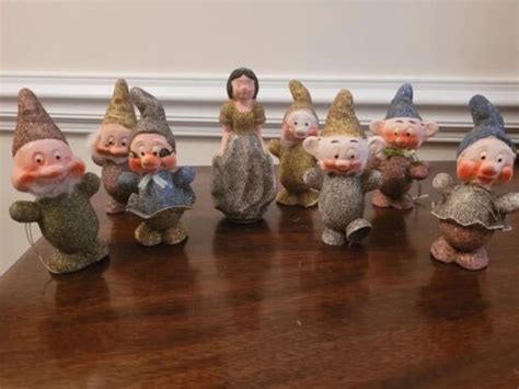 Snow White And Seven Dwarfs Paper Mache Figurines Walt Disney 1937 4613370726