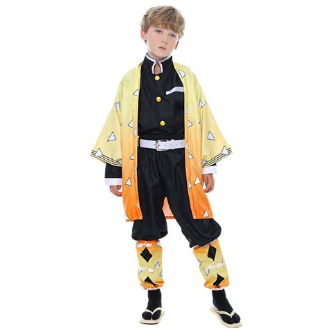 Buy Agatsuma Zenitsu Cosplay Costume Anime Demon Slayer Kimono Outfit