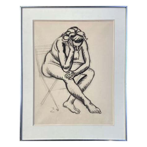 Femme Nue Drawing Signed By H Lion Vinterior