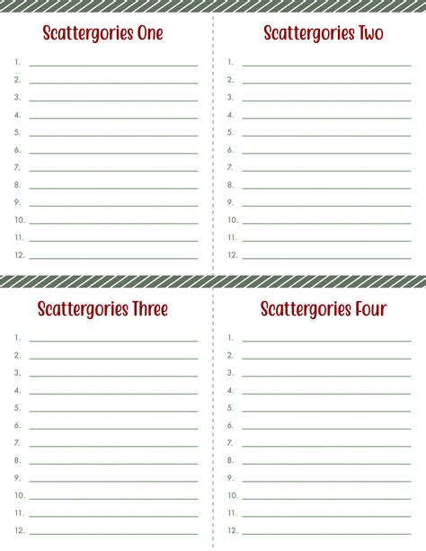 7 Best Images Of Printable Scattergories Answer Sheets Blank