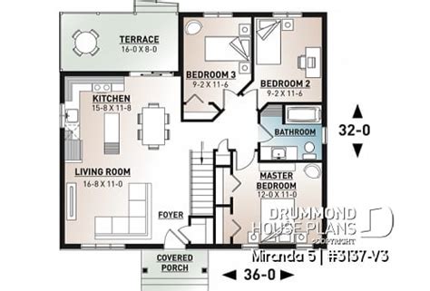 1000 Sq Ft Ranch House Plan Bedrooms Bath Porch Peacecommission