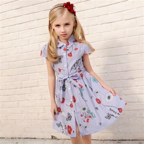Little Girls Dresses Cotton Baby Girl Shirt Dress Print Summer 2018 C3c