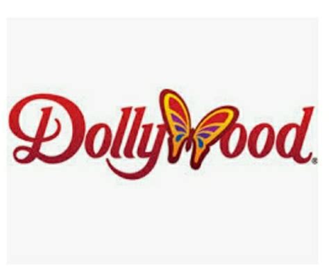 The Logo For Dollywood With A Butterfly On Its Back And Red Lettering