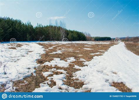Beautiful Spring Landscape The Snow Is Melting Stock Photo Image Of
