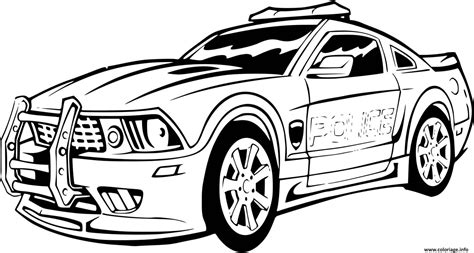 Coloriage voiture gratuits à imprimer et dessin à colorier. Coloriage Voiture De Police Sport Mustang Ford Dessin à ...