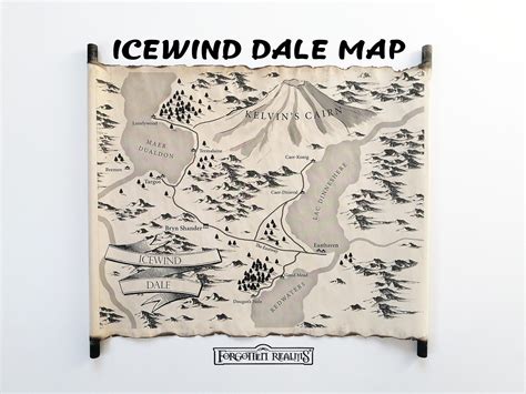 Icewind Dale Map On Handmade Scroll Faerûn Map Forgotten Etsy