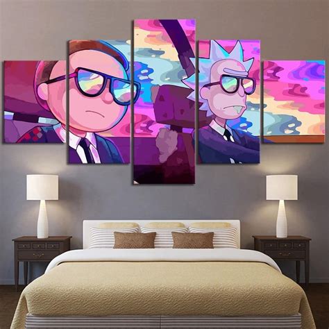 Wall Art Pictures Hd Prints 5 Pieces Rick And Morty Poster Home Decor