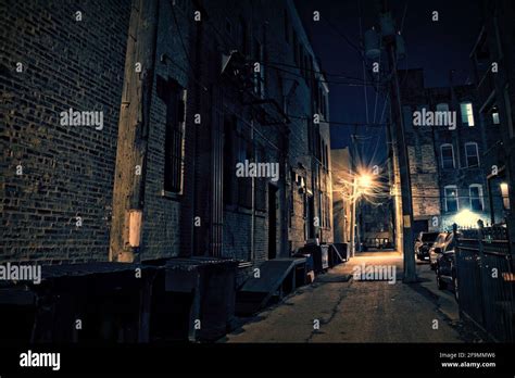 Dark Urban Alley At Night Stock Photo Alamy
