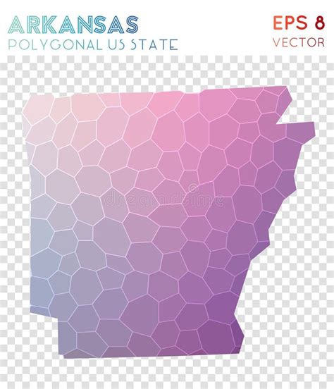 Arkansas Map Geometric Polygonal Mosaic Style Stock Illustrations 12