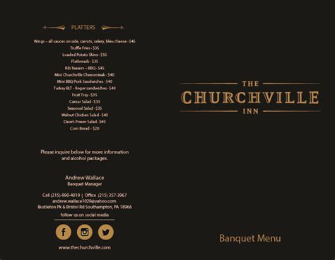 Catering Menu The Churchville Inn