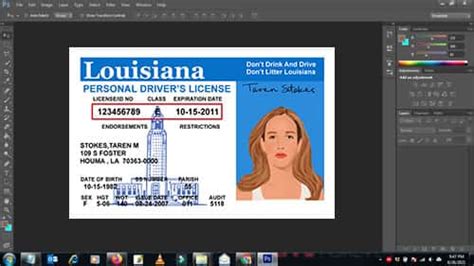 Louisiana Drivers License Psd Template Download Photoshop File