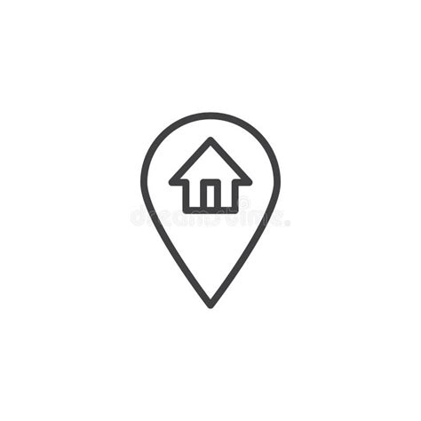 Home Location Pin Line Icon Stock Vector Illustration Of Place Sign
