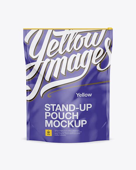 Download Matte Metallic Stand Up Pouch With Zipper Mockup Front View