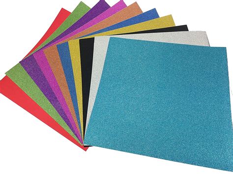 10 Pz Carta Glitter Adesiva Carte Colorate Adesive Fogli Colorati