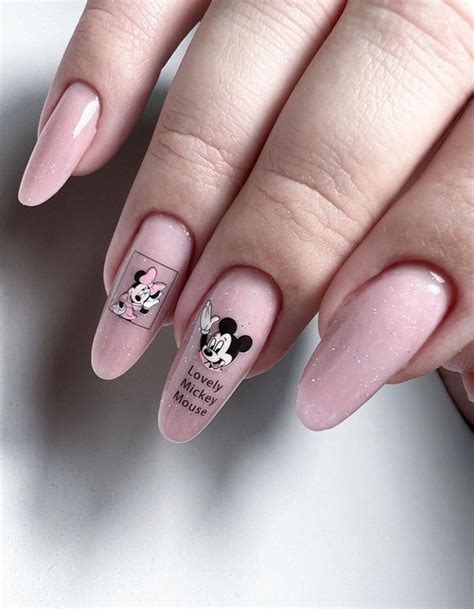 30 Minnie Mouse Nail Designs Soft Pink Nails With Minnie Mouse