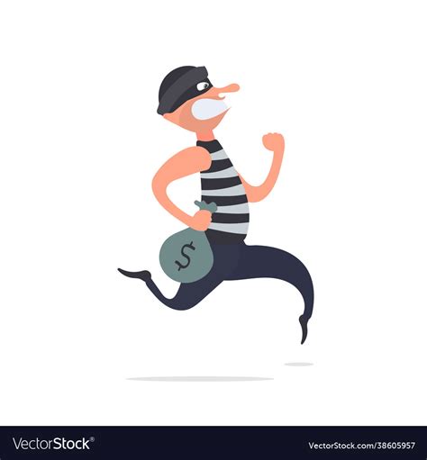 Robber Runs Away With A Bag Money Royalty Free Vector Image