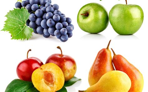 Wallpaper Four Kinds Of Fruit Grapes Apples Plums Pears 3840x2160