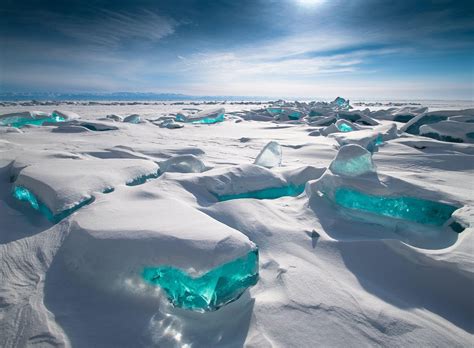 This Is What The Turquoise Ice Formations On Lake Baikal Russia Look