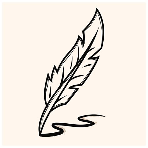 Writing Quill Feather Pen Hand Drawn Outline Doodle Icon Sketch Vector