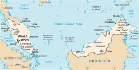 Malaysia Map Terrain Area And Outline Maps Of Malaysia