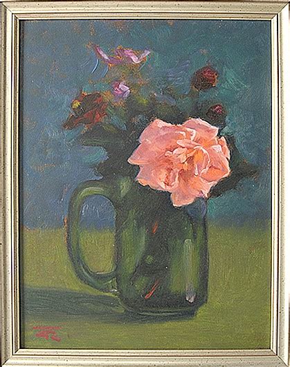 Lot Framed Painting Artist Unknown Still Life With Roses In A