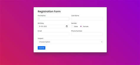 Bootstrap 5 Trendy Student Registration Form Registration Form