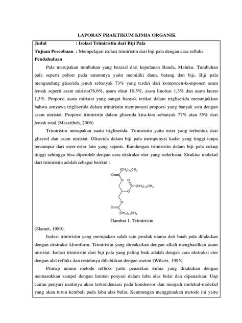 Laporan Praktikum Kimia Organik Isolasi Pdf